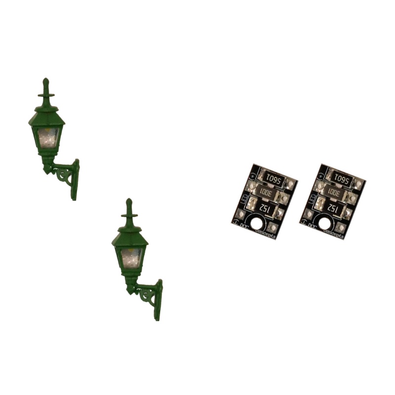 4mm Scale Gas Wall Lamps  Green (2 pack)