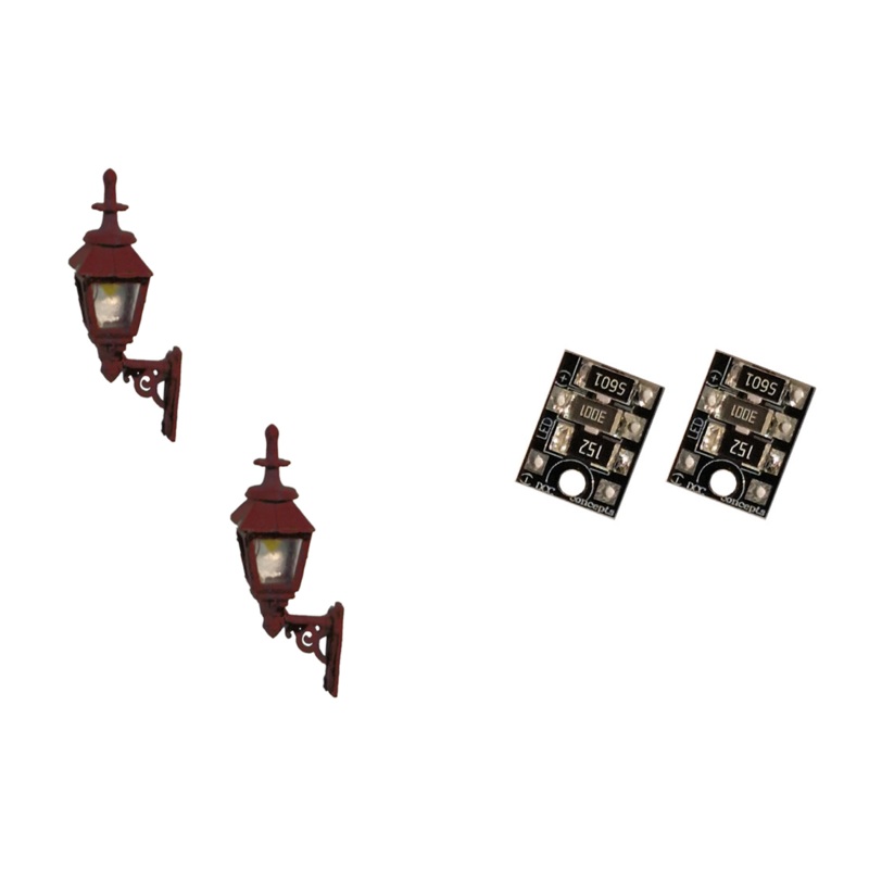 4mm Scale Gas Wall Lamps  Maroon (2 pack)