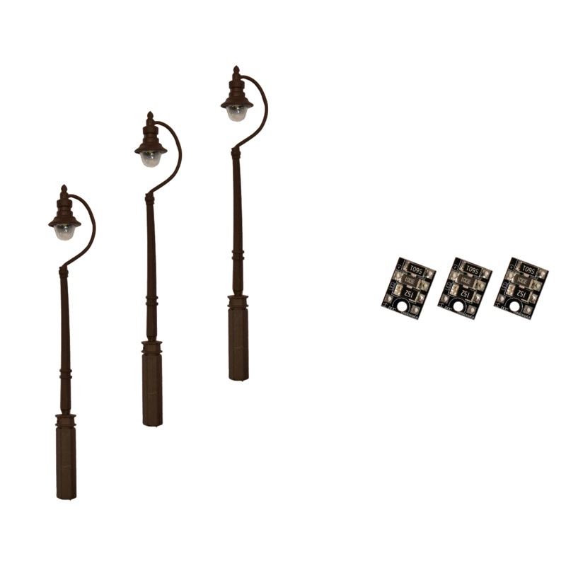 4mm Scale Swan-Neck Street/Platform Lamps  Black (3 pack)