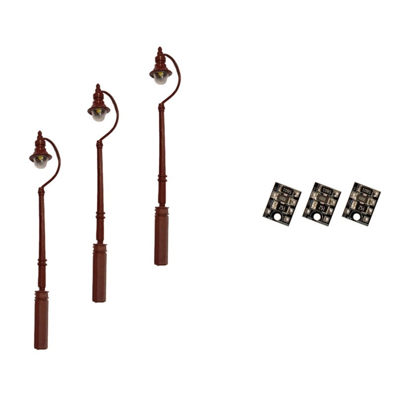 4mm Scale Swan-Neck Street/Platform Lamps  Maroon (3 pack)
