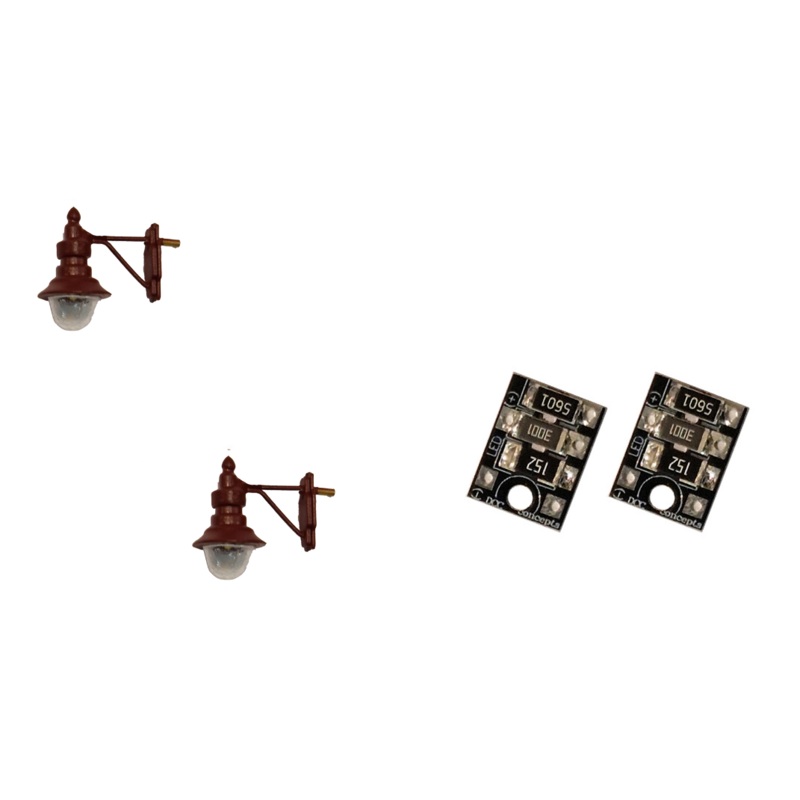 4mm Scale Swan-Neck Wall Lamps  Maroon (2 pack)