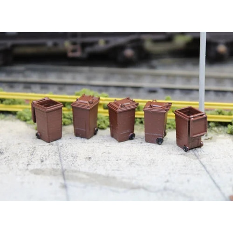 Modern Wheelie Bins – Pack of 5 – BROWN BINS