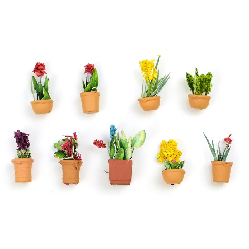 Flowers In Pots Set A 9pcs