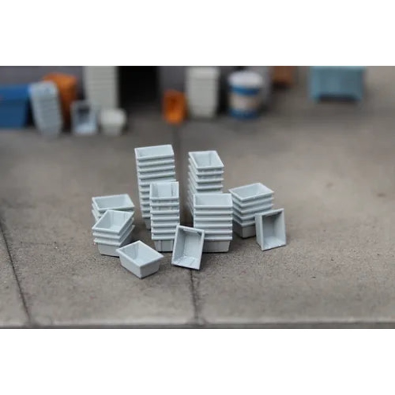 Small Fish Crates – Stacks and Singles – LIGHT GREY – Pack of 10