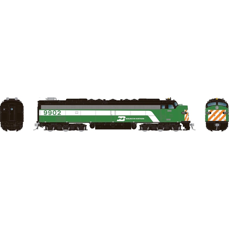 HO EMD E8A w/HEP: Burlington Northern – Green: #9915 Diesel Locomotive – DCC Sound