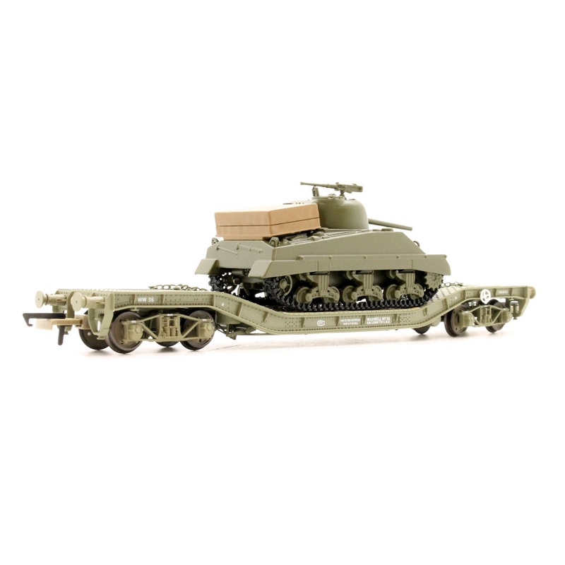Warwell A Flat Wagon No.36 With Sherman Tank