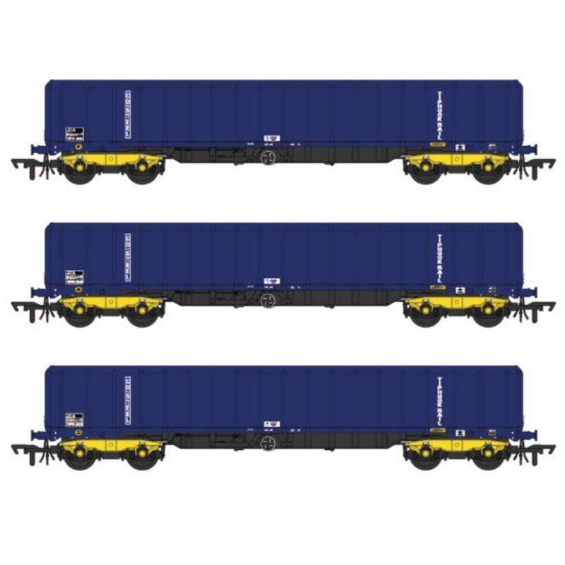 Set of 3 JXA Bogie Scrap Wagons TIPH Blue Post 1998 Black & White Data Panels & OHLW Sticker No.3018/3020/3050 – Weathered