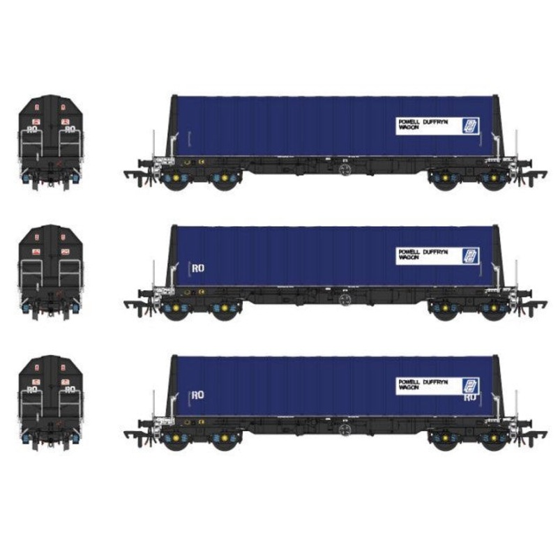 Set of 3 PXA Steel Coil Carrier PD Blue with RO Lettering No.3032/3036/3062 – Weathered