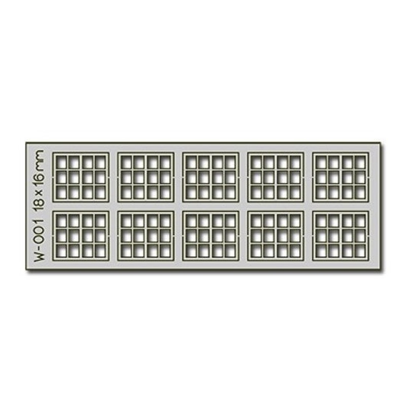 10 pcs 18X16mm 12 Pane Laser-Cut Windows HO/OO