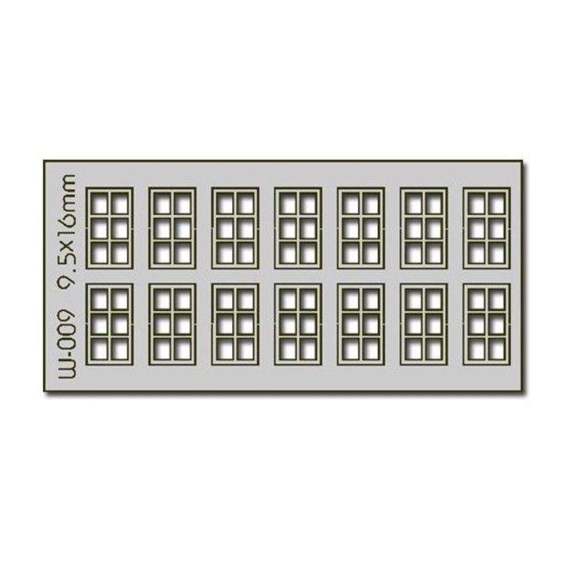 14 Pcs 9.5X16mm 6 Pane Windows HO/OO