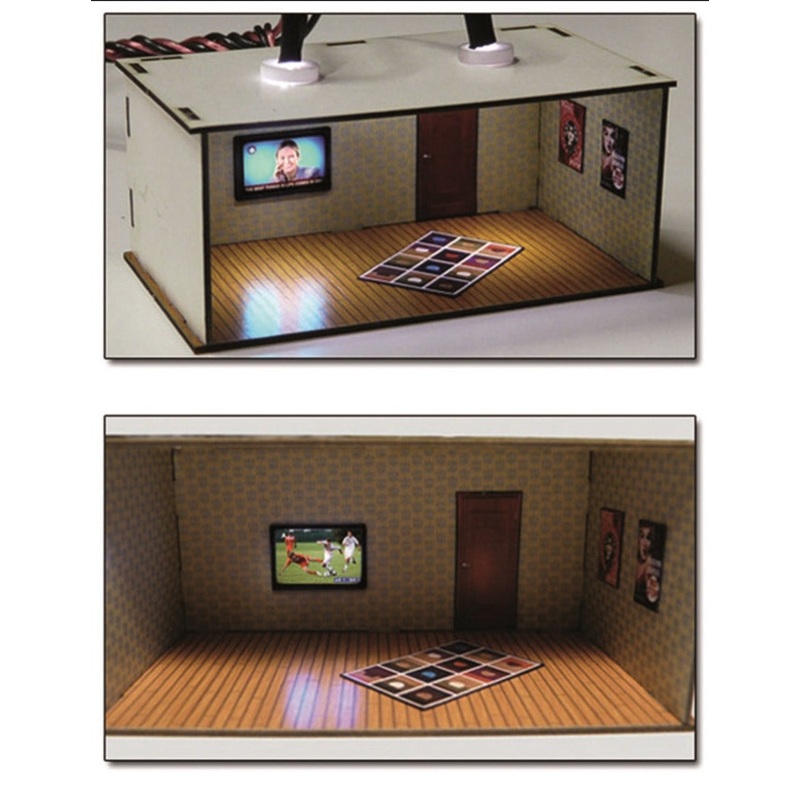 2 pcs Illuminated Rooms w/flat screen TVs News & Sports (H0/00 kit)