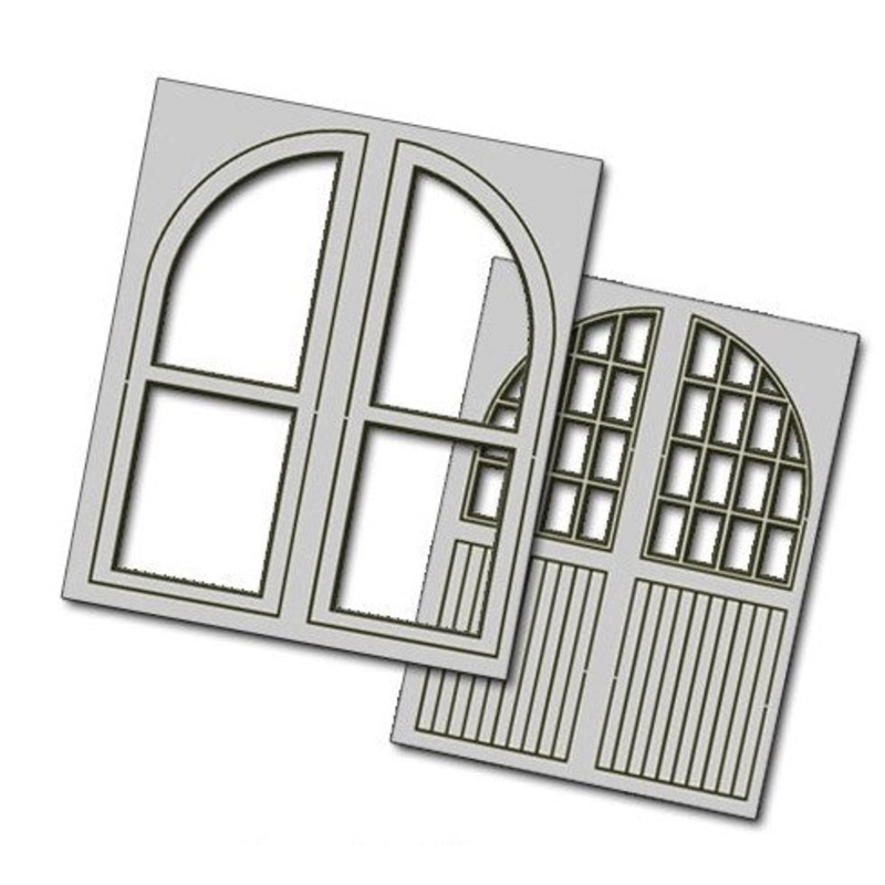 4 pcs 50X64mm Double Unit Loco Depot Doors HO/OO