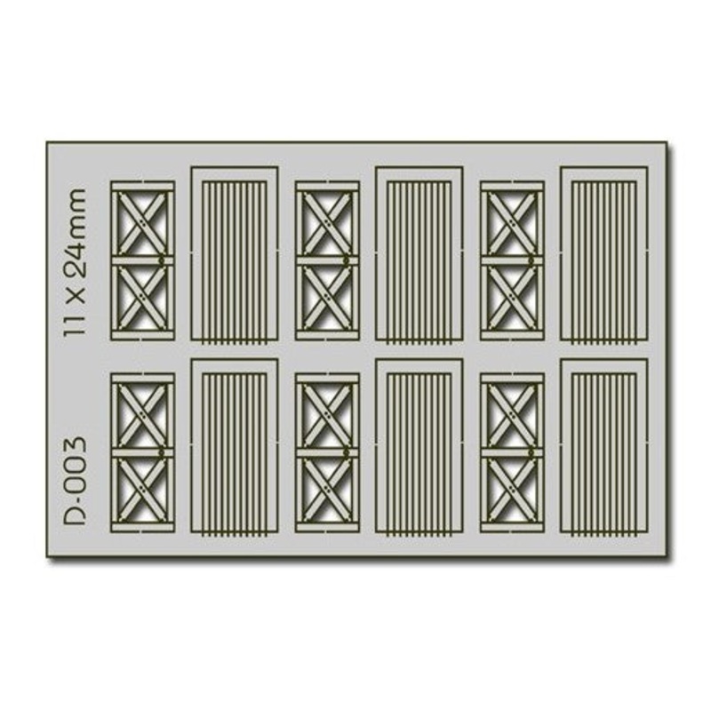 6 pcs 11X24mm Cottage Doors HO/OO