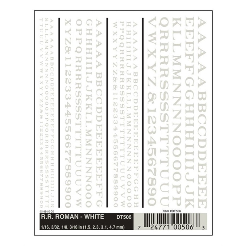 DT506 WOODLAND SCENICS – Decals – R.R. Roman – White