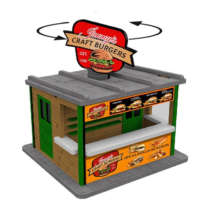 O Scale Jimmy’s Burger Booth w/Rotating Banner and Illumination