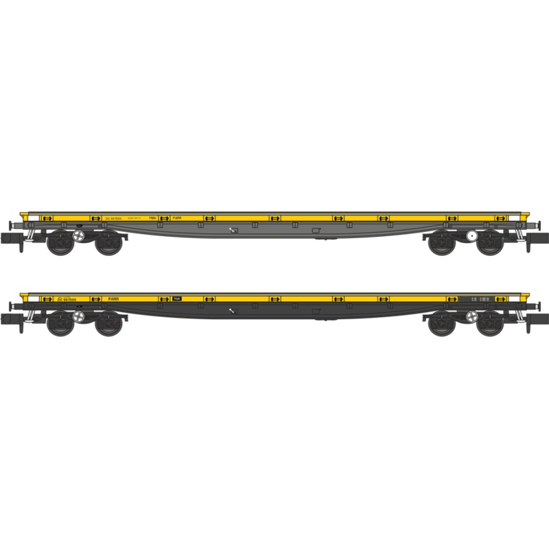 YMA / YQA Parrs Departmental Yellow No. YMA Parr DC967555 (grey underframe) and YQA Parr DC967569 (black underframe) – Twin Pack