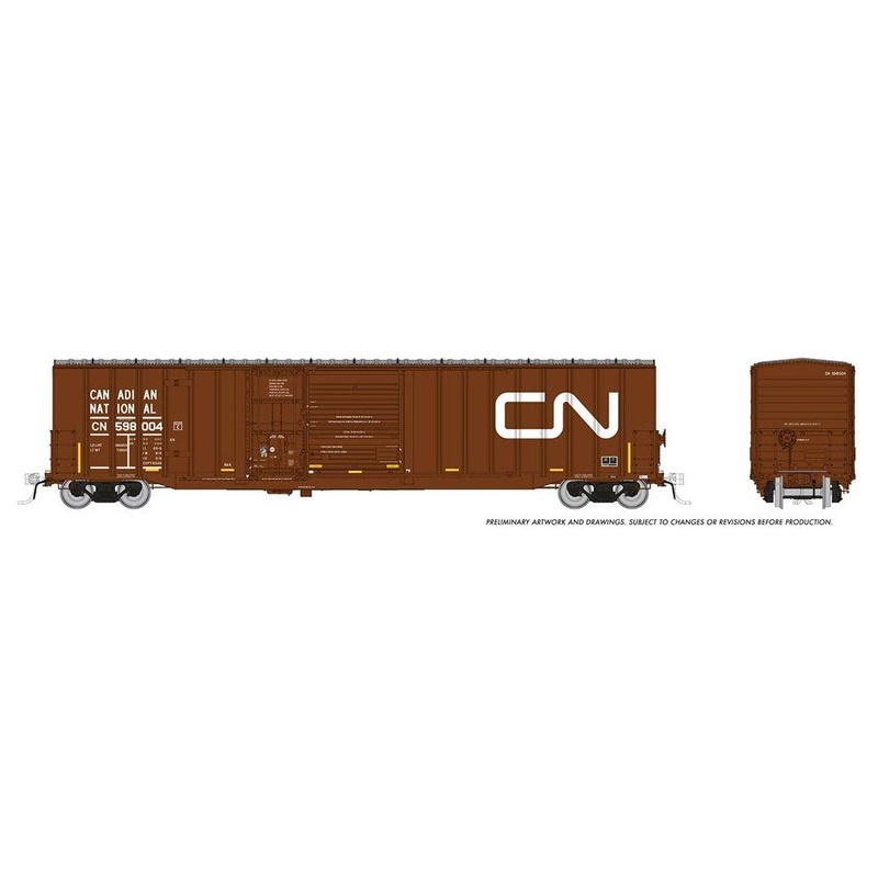 HO Trenton Works 6348 boxcar: CN – w/conspicuity stripes: Single Car #1