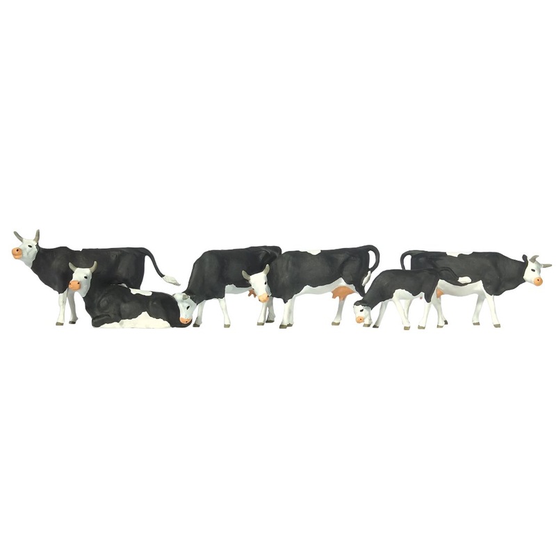 Black/White Cows (6) British OO Scale Figure Set