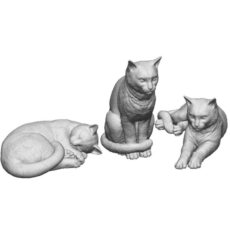 N Gauge Pets, Wildlife & Livestock – Tabby Cats – Pack of 3