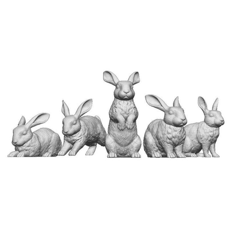 O Gauge Pets, Wildlife & Livestock – Rabbits – Pack of 5