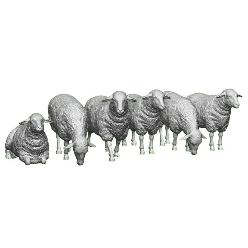 O Gauge Pets, Wildlife & Livestock – Sheep – Pack of 6