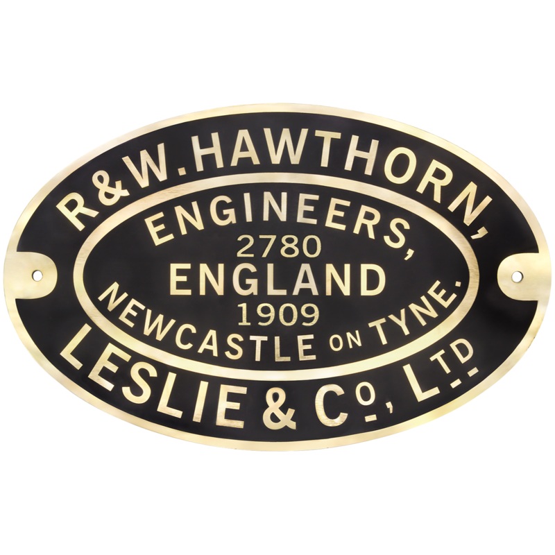 Hawthorn Leslie Worksplate Full Size Replica  2780 Asbestos