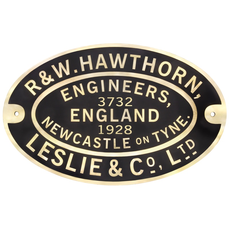 Hawthorn Leslie Worksplate Full Size Replica  3732 Newcastle Electric Supply no 13