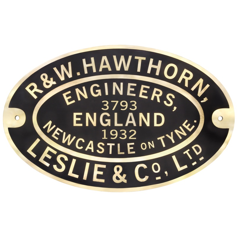 Hawthorn Leslie Worksplate Full Size Replica  3793 Faraday