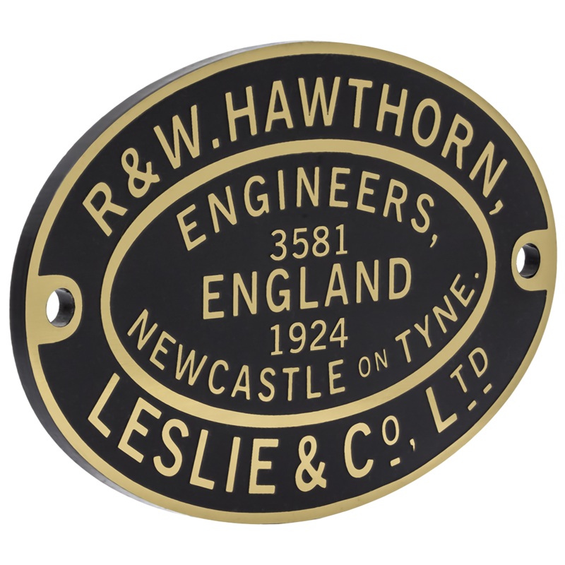 Hawthorn Leslie Worksplate Third Size Replica  3581 Marston, Thompson & Evershed No 3