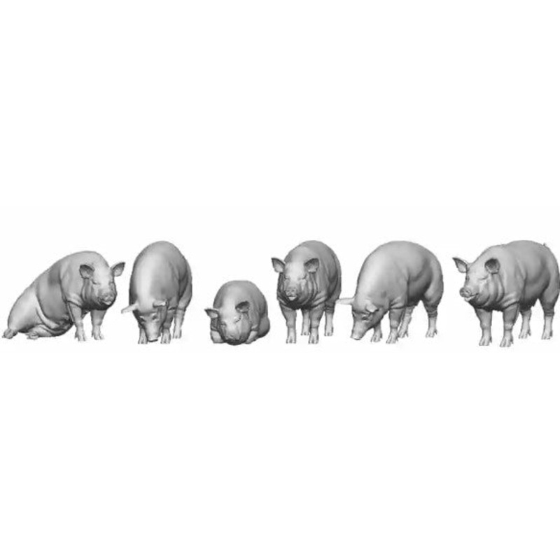 N Gauge Pets, Wildlife & Livestock – Pigs – Pack of 6