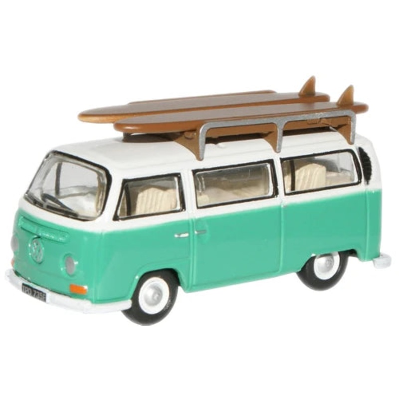 VW Bus/Roofrack/Surfboards Birch Green/White