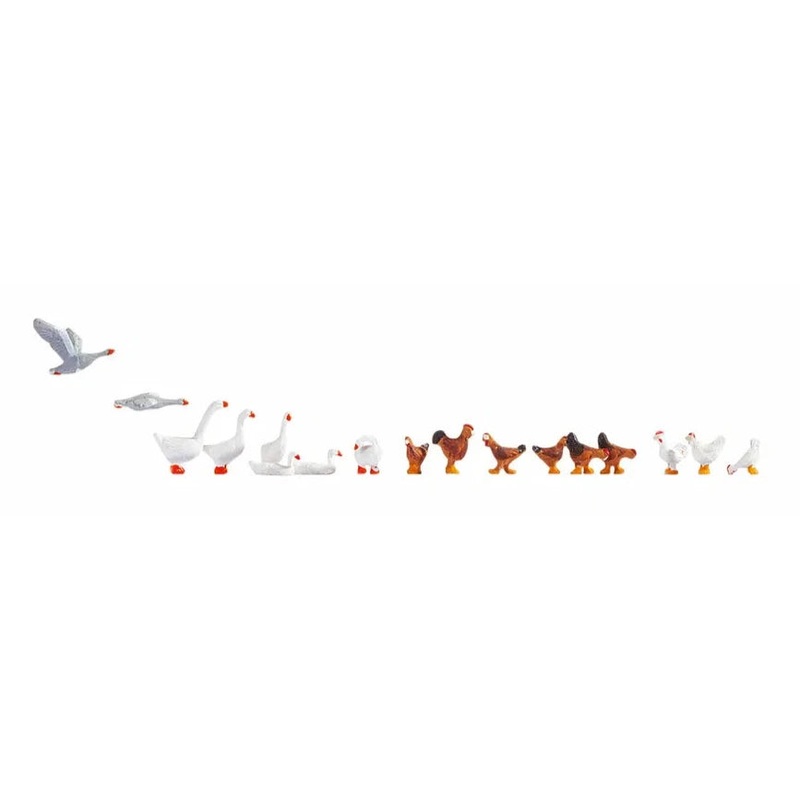 Chickens (9) and Geese (8) Figure Set