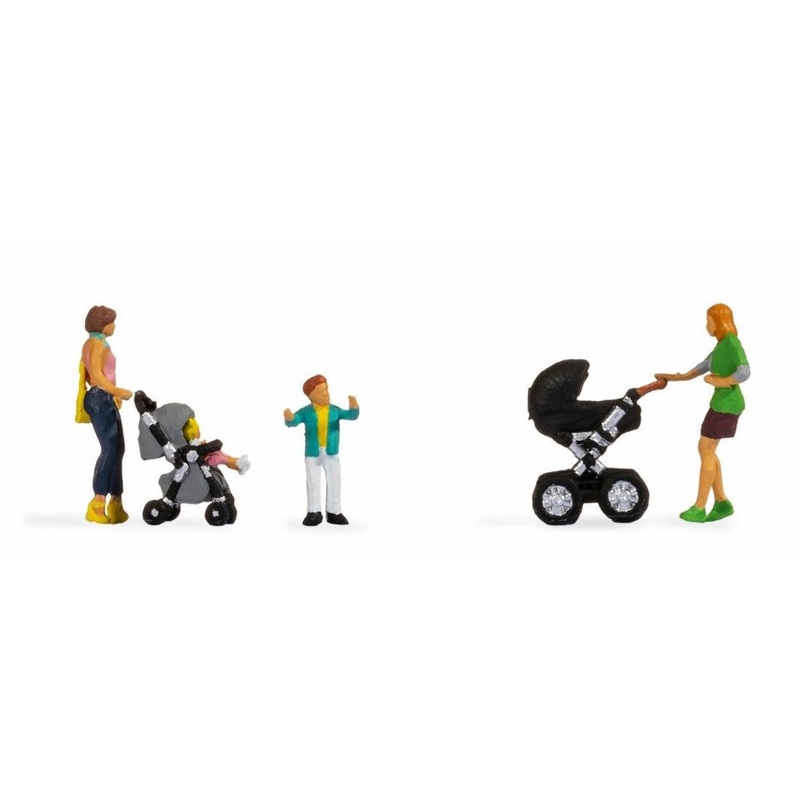 Mothers with Children & Modern Buggies Figure Set of 2