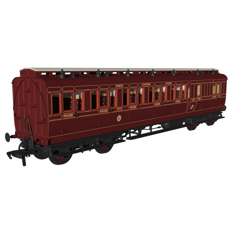 Evolution 48 North Eastern Railway Crimson Lake Brake third No.1374