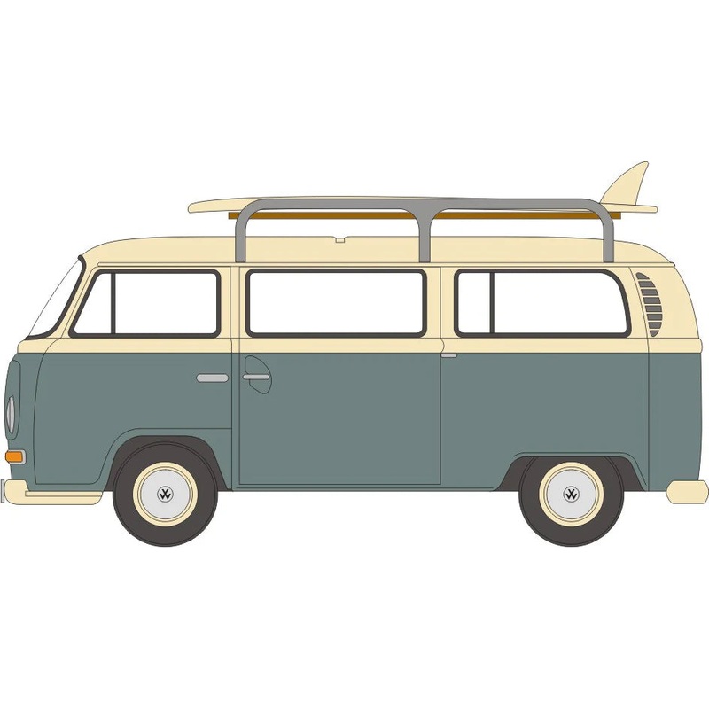 VW Bay Window T2 Bus/Surfboards Fiord Blue/Arcona White