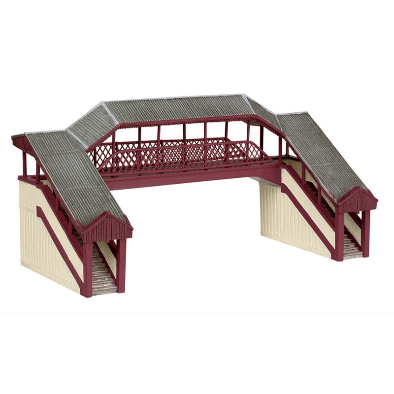 Covered Metal Footbridge Red & Cream