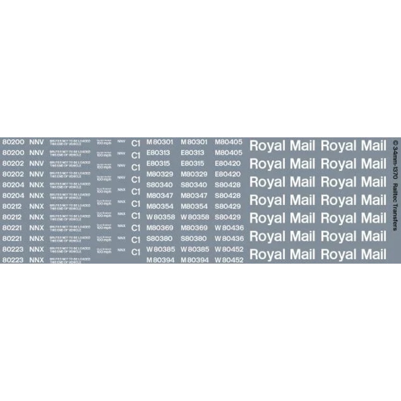 BR Blue Courier Van / Royal Mail Post Office TPO Waterslide Decals