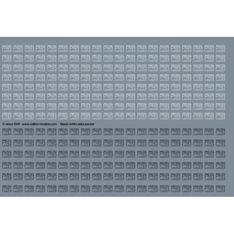 BR TOPS Loco Data Panels: White / Black Waterslide Decals