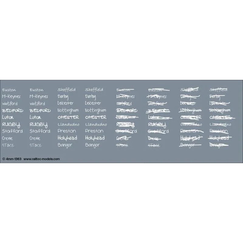 Handwritten Chalk Destinations: LMS Region Waterslide Decals