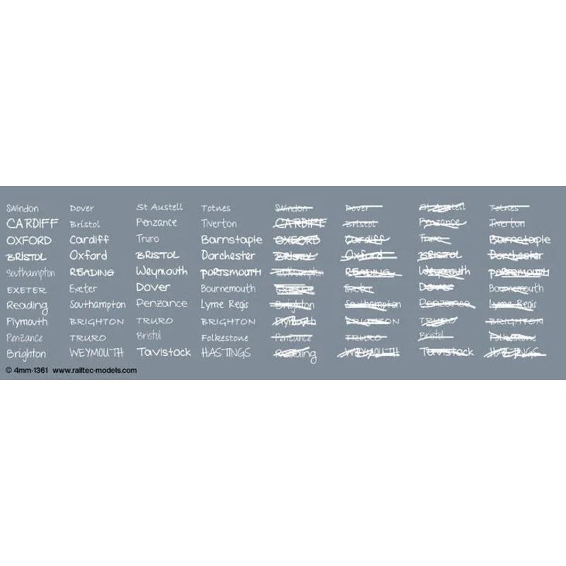 Handwritten Chalk Destinations: South / South-West Waterslide Decals