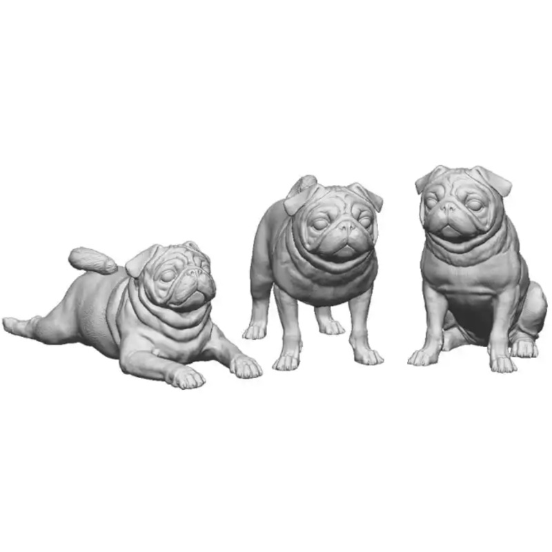 O Gauge – Pets, Wildlife & Livestock – Pugs x3