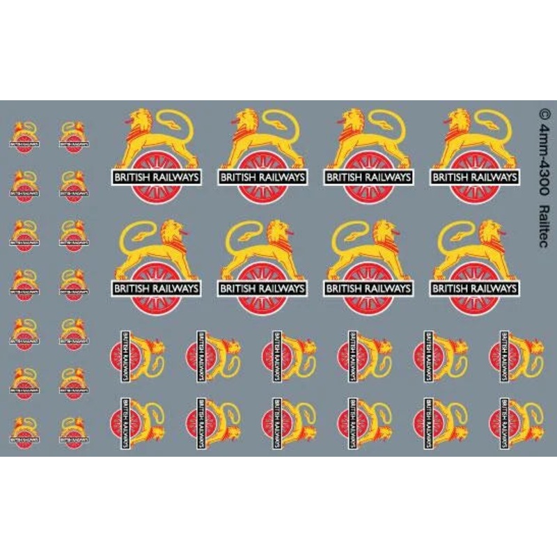 BR Early Crest Lion & Wheel Totem: L&R Facing Waterslide Decals