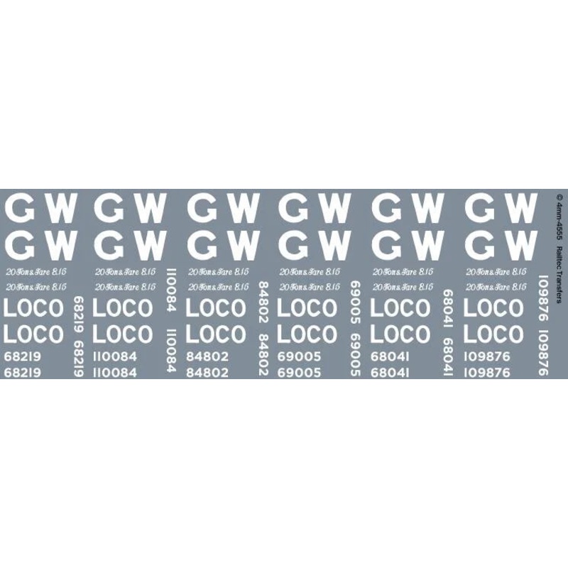 GWR (1920-1936) Loco Coal Wagons Waterslide Decals