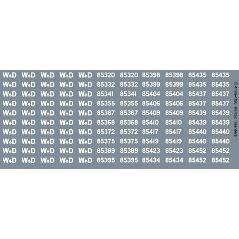 WD/ROD War Department Wagon Fleet: White Waterslide Decals