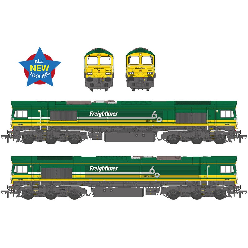 Class 66/6 66601 Freightliner 60 1965-2025 Freightliner Green Diesel Locomotive