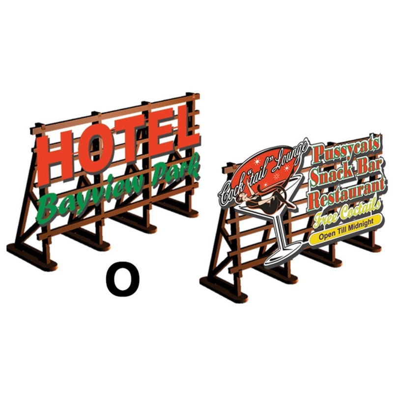 O Scale 2 X Billboards No: 3 Pussycats + Hotel Bayview