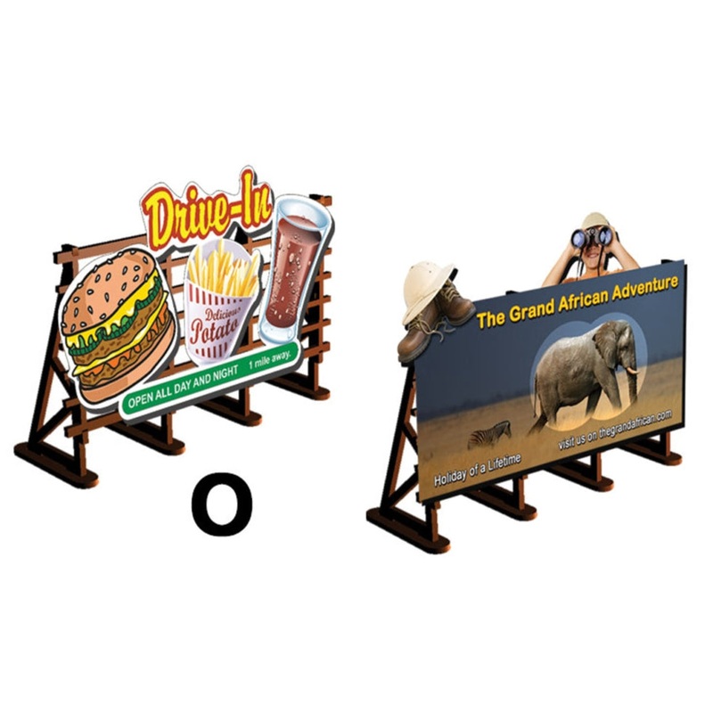 O Scale 2 X Billboards No: 4 Drive-In + Safari
