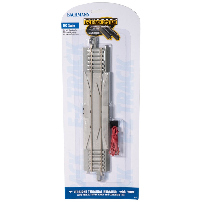 9′ Straight Terminal Rerailer with Wire – Concrete Sleepers (1/Card)