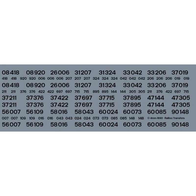 BR Black Loco Ready-Made numbers OO Gauge Waterslide Decals