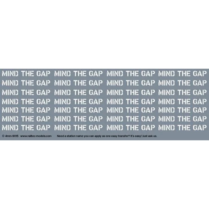 Mind The Gap: White (suits station platform) OO Gauge Waterslide Decals